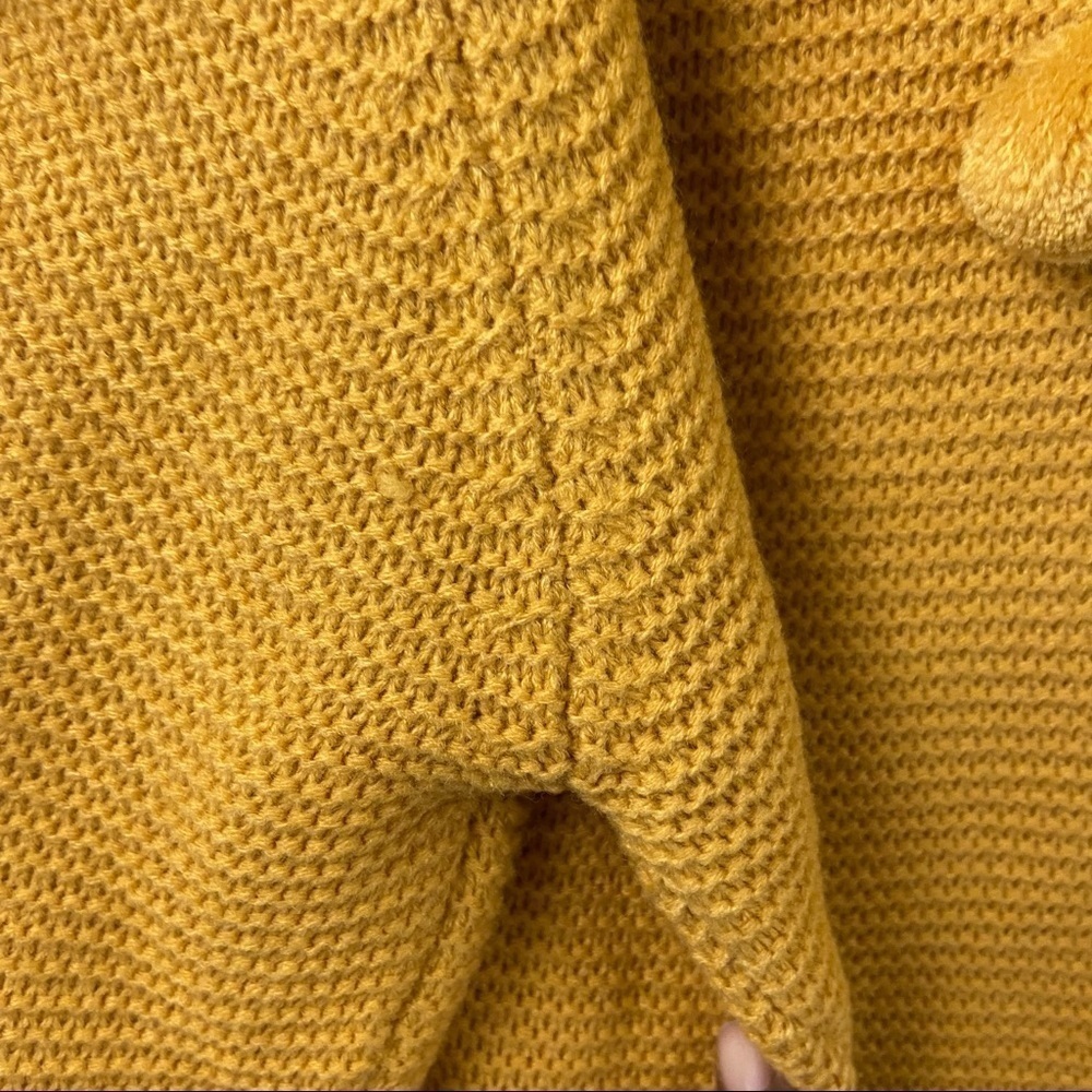 Blushing Heart Gold Pom Pom Knit Pullover Sweater Womens Sz L Mock Neck - Picture 9 of 11